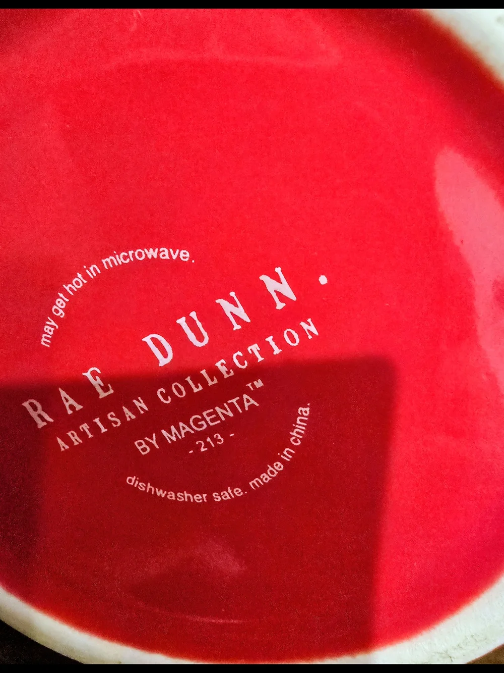 Rae Dunn Red Ceramic Gnome Mug with Striped Pointed Lid